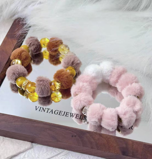 ✨【NEW】Fluffy Faux‑Rabbit Pom‑pom|Colorful Straight Hole Beads for DIY Phone Charm Jewelry Making