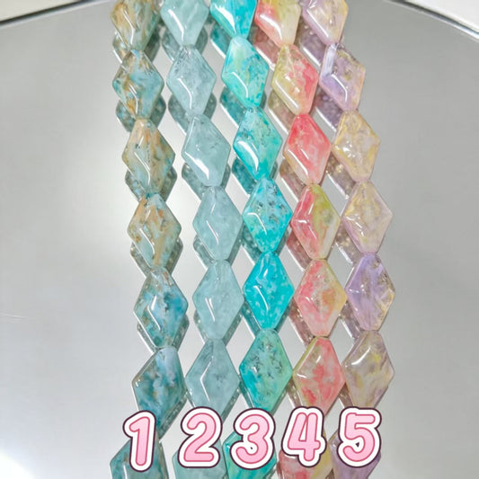 ✨【NEW】Pastel Rhombus|Marbled Glass Beads for DIY Jewelry Making