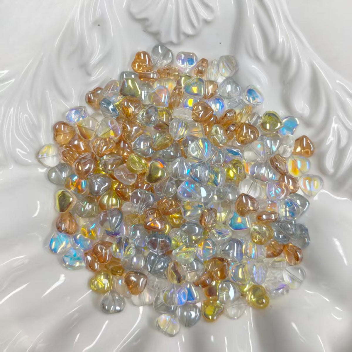 ✨【NEW】Solar Heart | Mixed Aurora Heart Glass Beads for DIY Jewelry Making