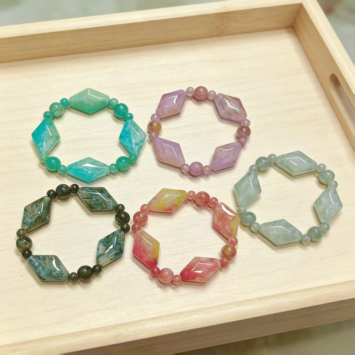 ✨【NEW】Pastel Rhombus|Marbled Glass Beads for DIY Jewelry Making