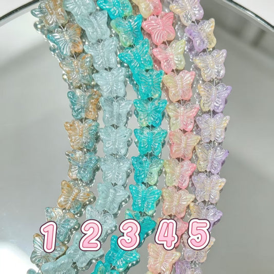 ✨【NEW】Pastel Fairy Butterfly|mixed‑color, butterfly‑shaped, loose glass pieces for DIY bracelet necklace jewelry making