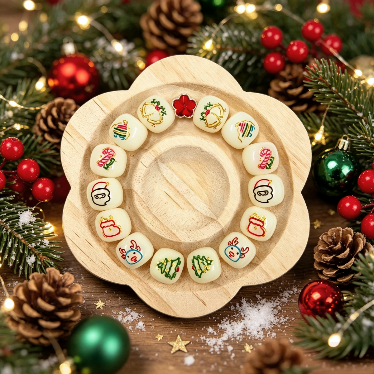 🔔【NEW】13mm Christmas Carved Barrel|Bodhi Loose Beads for DIY Bracelet Jewelry Making