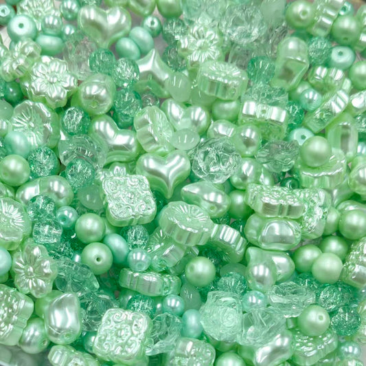 ✨【NEW】Mint Breeze|Assorted‑Shape Glass Beads with Pearl‑Like Finish for DIY Jewelry Making