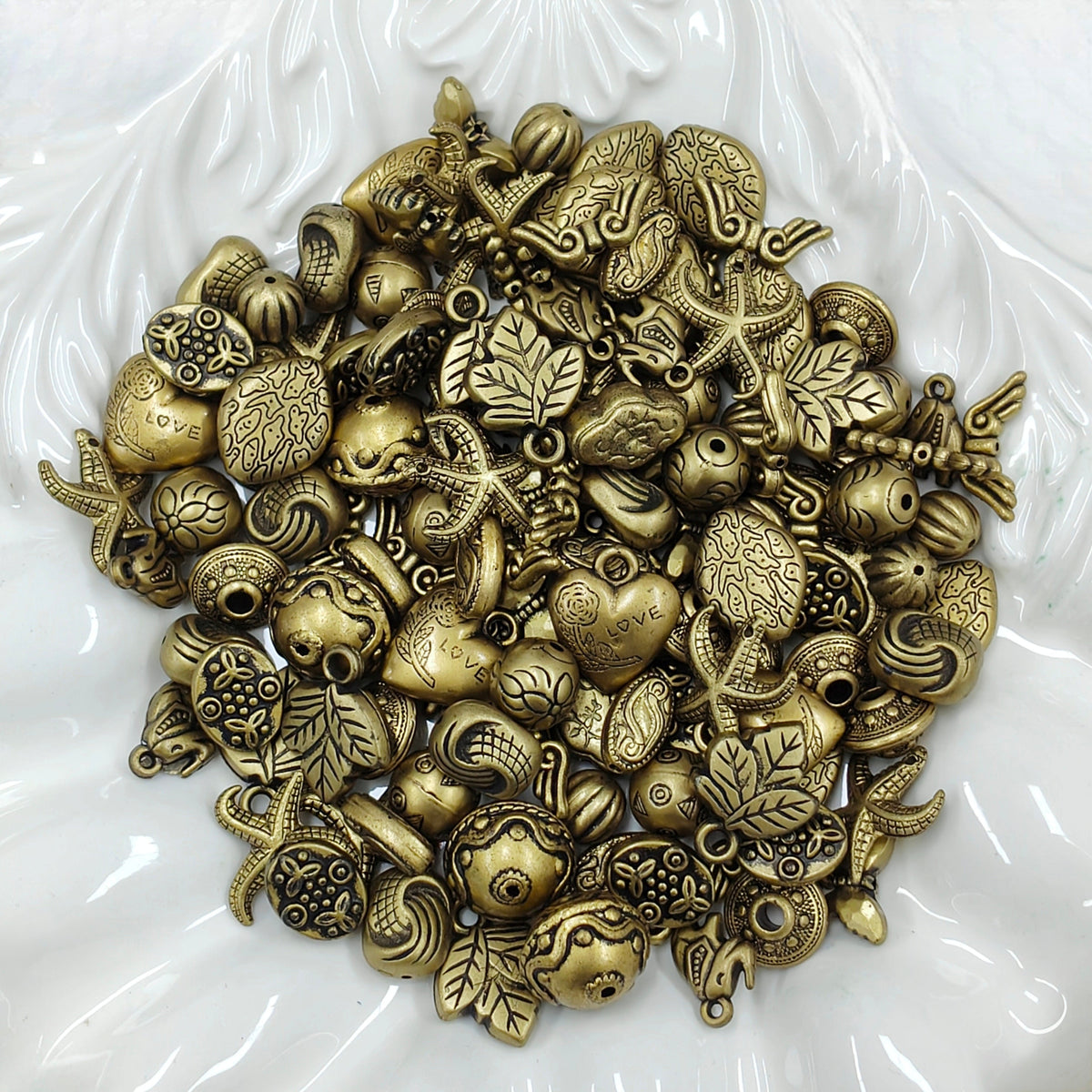 ✨【NEW】Vintage Brass|Mixed‑Shape Antique‑Tone Acrylic Charms for DIY Jewelry Making