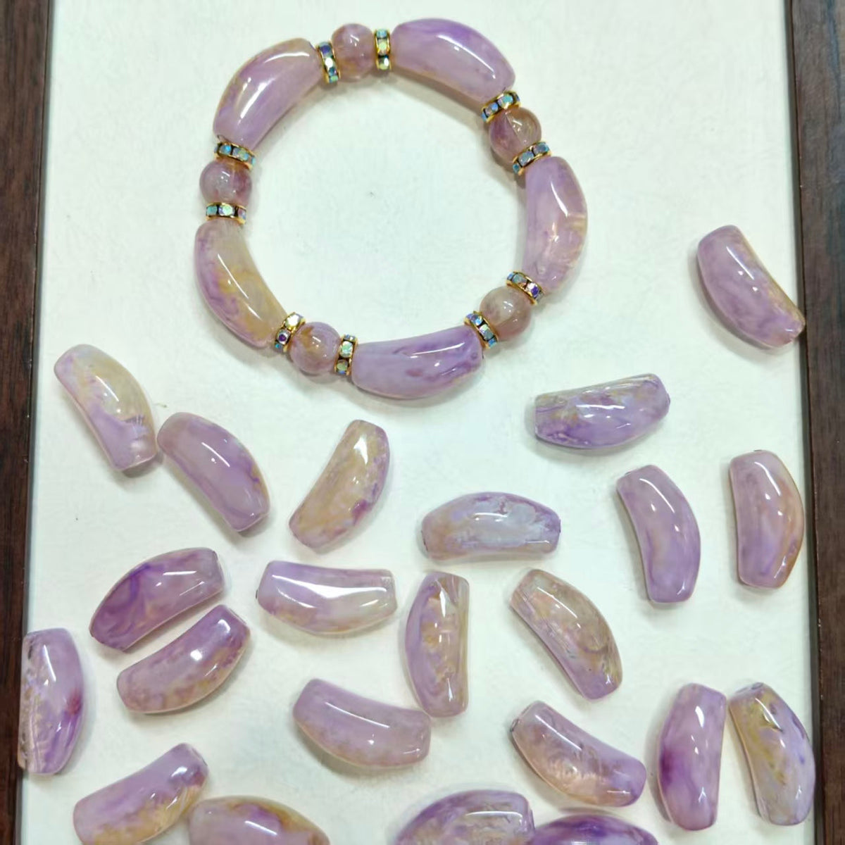 ✨【NEW】Pastel Curved Cube|Marbled Glass Beads for DIY Jewelry Making