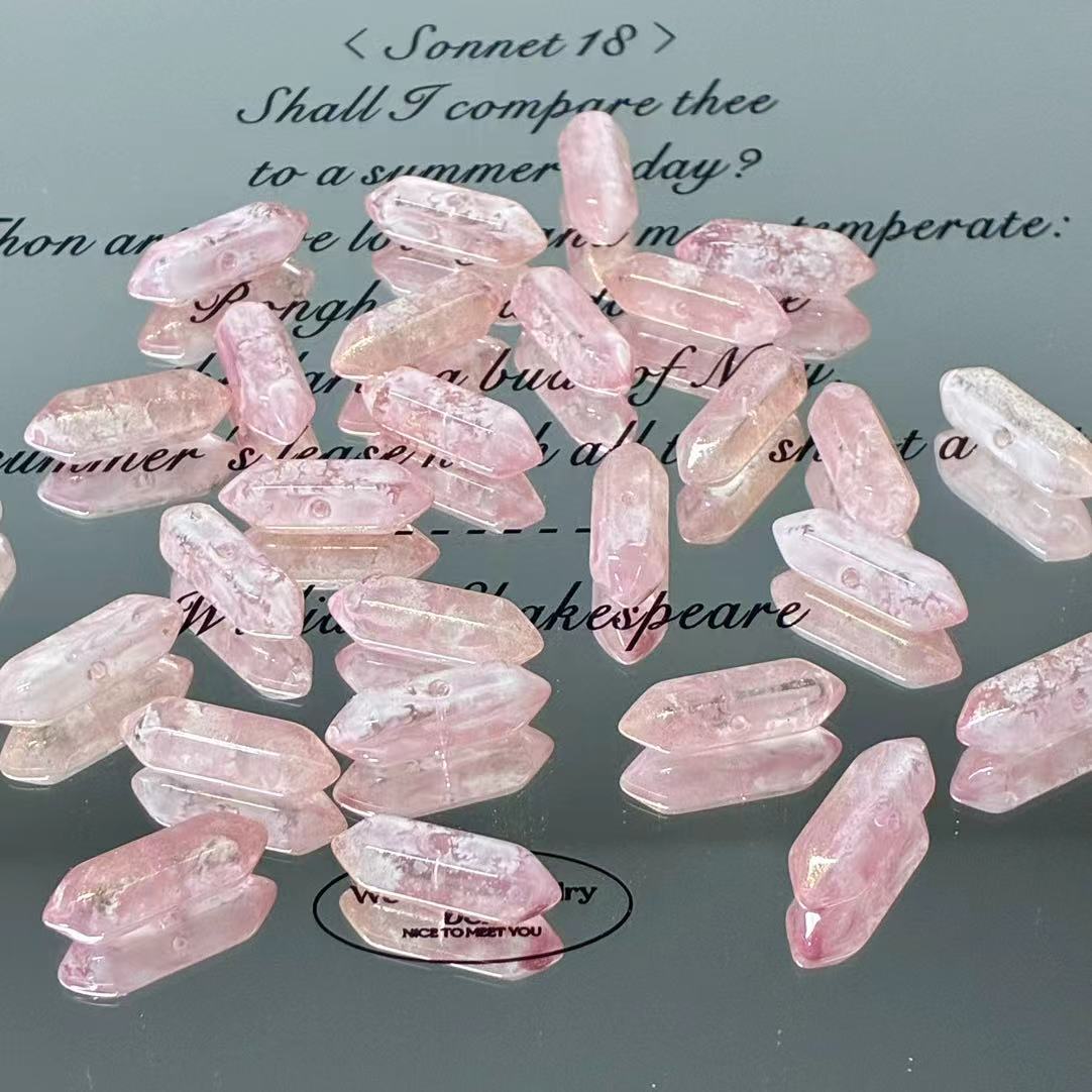 ✨【NEW】Gradient Double‑Point Prism|Faceted Glass Beads for DIY Bracelet Jewelry Making