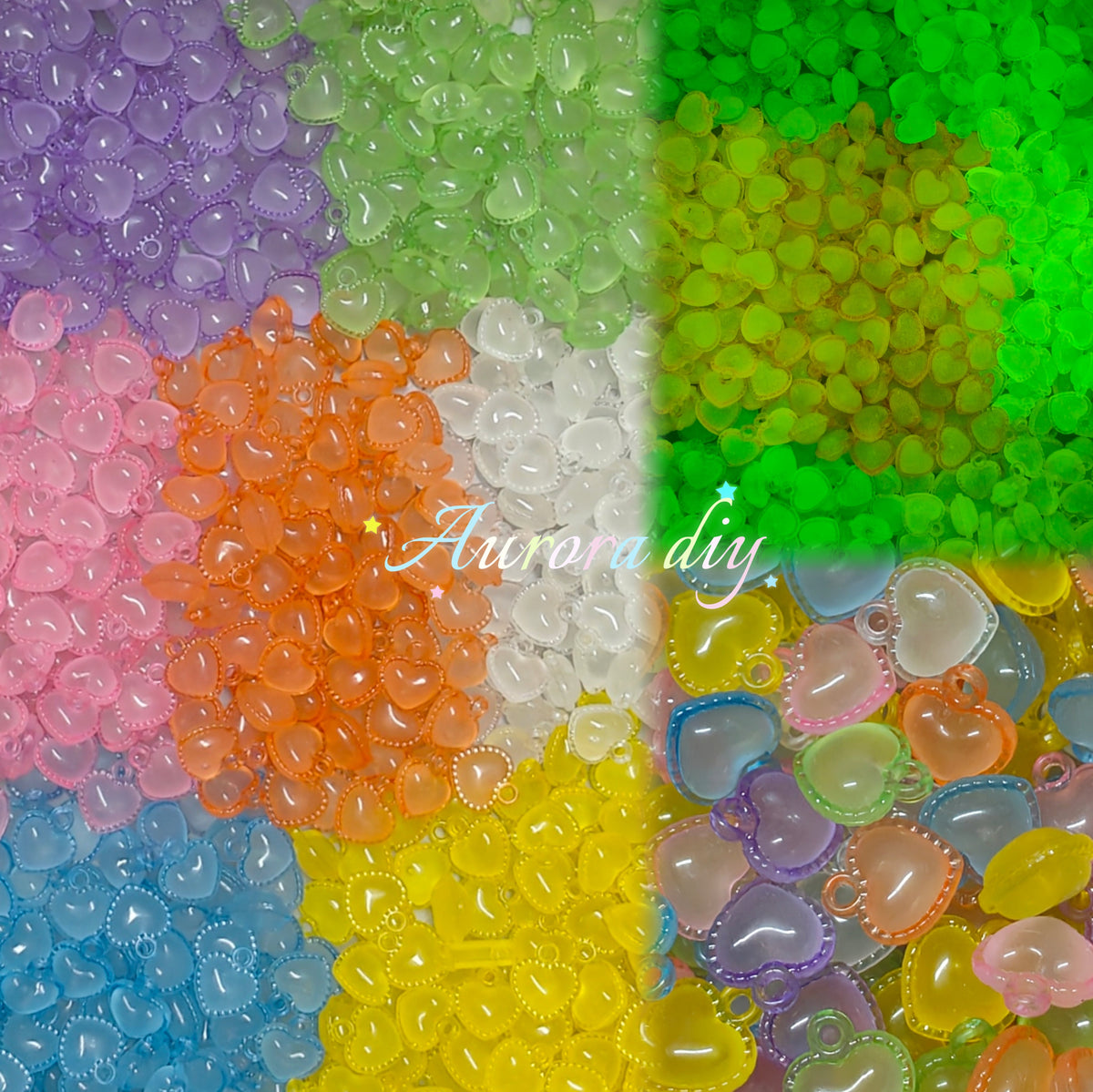 Luminous Heart Acrylic Charms With Hole, Transparent Glow In The Dark Heart Pendants For DIY Jewelry Making