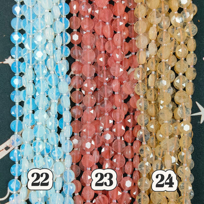✨【NEW】10mm Coin Faceted Natural Crystal & Stone Beads For DIY Bracelet Necklace Earring Crafts