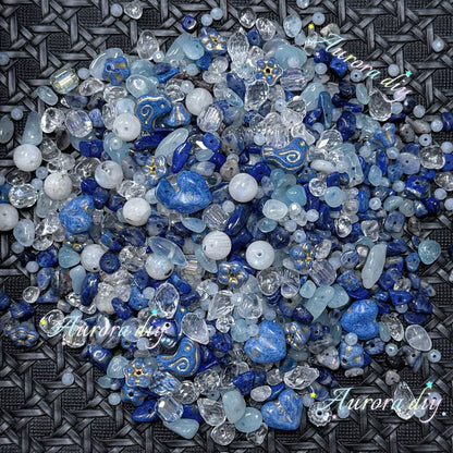 ✨【NEW】Blue Tide Bloom[2]｜Blue‑toned loose beads with crystal chip stones, czech glass & faceted glass for DIY bracelet making
