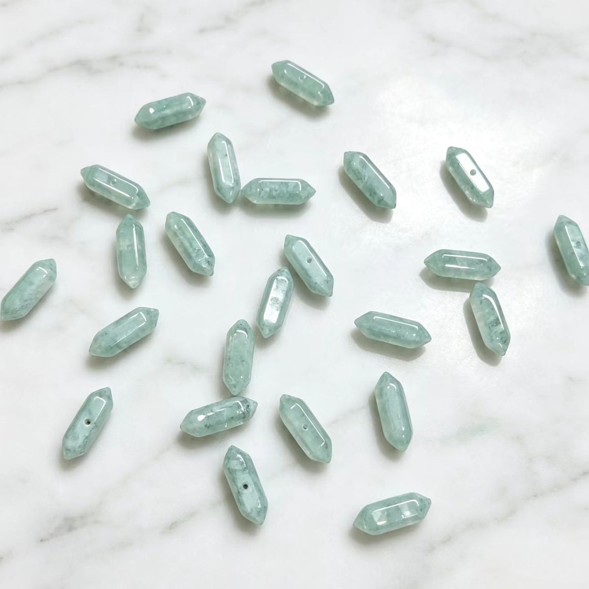 ✨【NEW】Gradient Double‑Point Prism｜Faceted Glass Beads for DIY Bracelet Jewelry Making