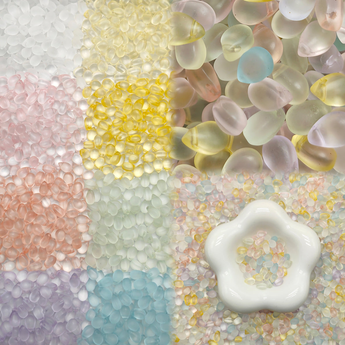 ✨【NEW】Pastel Dew｜Frosted Teardrop Glass Beads for DIY Bracelet Jewelry Making