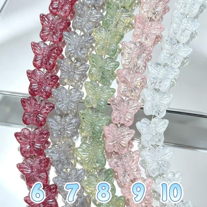 ✨【NEW】Pastel Fairy Butterfly｜mixed‑color, butterfly‑shaped, loose glass pieces for DIY bracelet necklace jewelry making