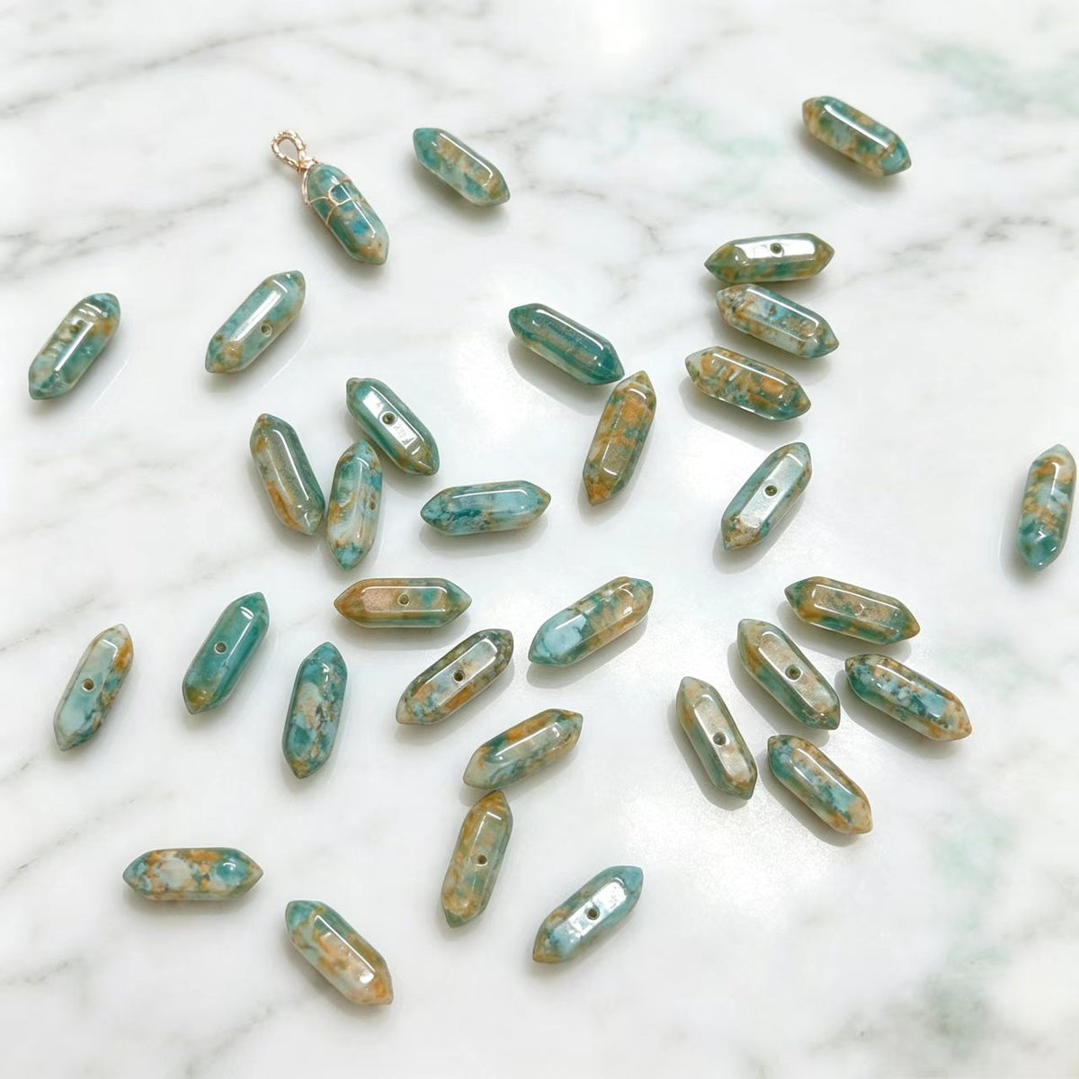 ✨【NEW】Gradient Double‑Point Prism｜Faceted Glass Beads for DIY Bracelet Jewelry Making