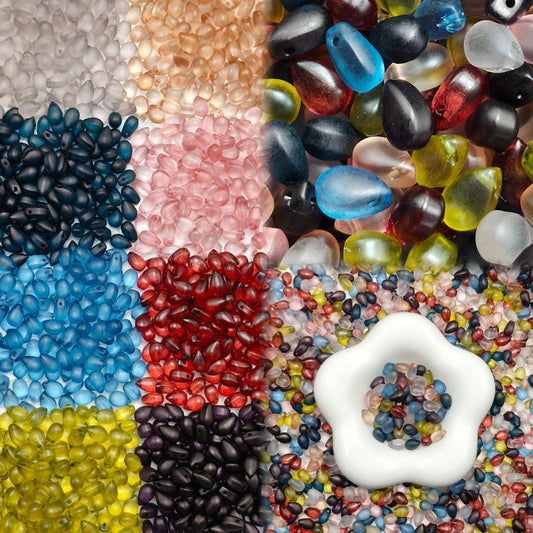 ✨【NEW】Twilight Dew｜Frosted Teardrop Glass Beads for DIY Bracelet Jewelry Making