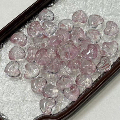 ✨【NEW】Puffy Heart | Brush‑Streaked Horizontal Hole Heart Glass Beads For DIY Bracelet