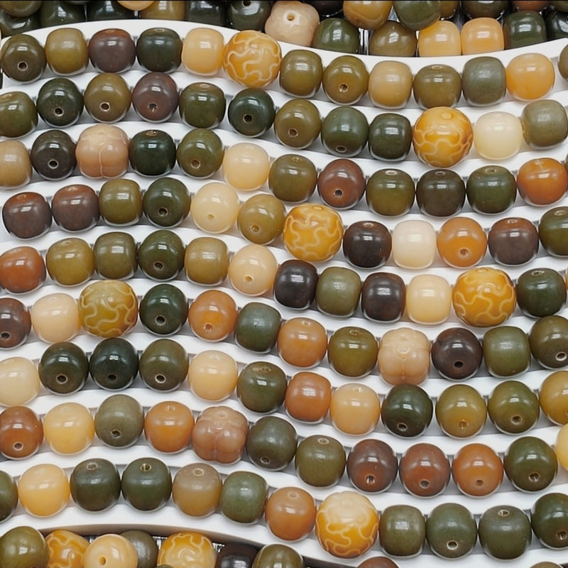 N-Mixed Natural Bodhi Beads Set | Carved & Charms Decor Style