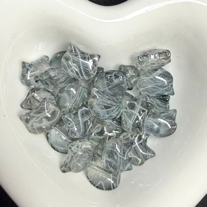 ✨【NEW】Ripple Kitty Head | Mixed‑Color Glass Beads for DIY Jewelry Making