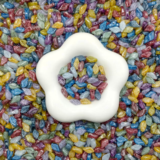 ✨【NEW】Jade Laurel | Imitation‑Jade Carved Leaf Glass Beads For DIY Bracelet