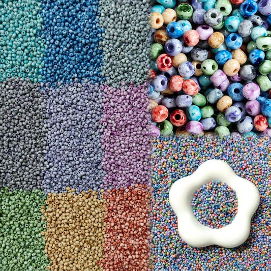 ✨【NEW】Picasso Donut | 2×3mm Multi‑Color Mottled Donut Glass Spacer Beads for DIY Jewelry Making