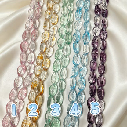 ✨【NEW】Sea Glass | Brush‑Streaked Mouse‑Shape Glass Beads For DIY Bracelet