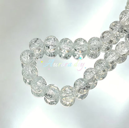 ✨【NEW】16mm Crackle Glass Beads, Ice Transparent Round Loose Beads for Jewelry DIY Making