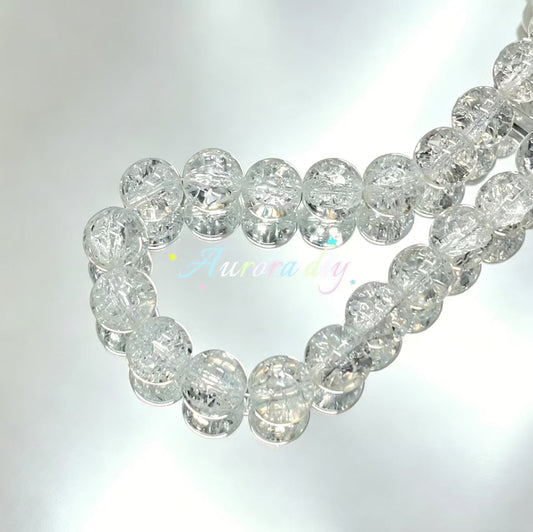 ✨【NEW】16mm Crackle Glass Beads, Ice Transparent Round Loose Beads for Jewelry DIY Making