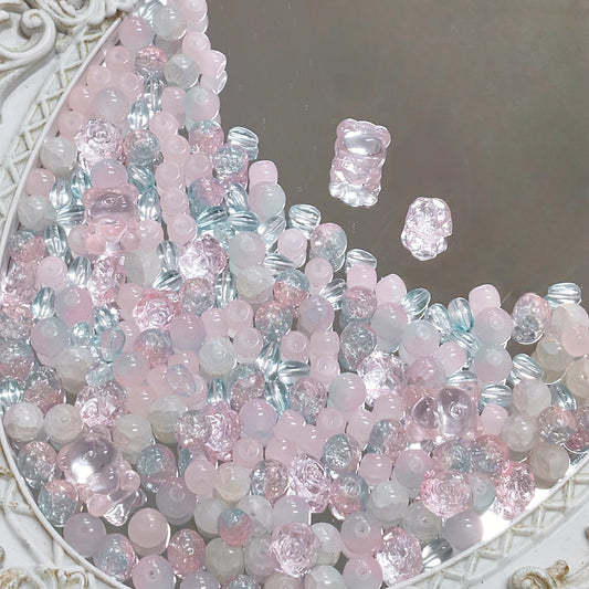✨【NEW】Bubble Bloom｜Pastel Pink Blue Mixed Glass Beads for DIY Jewelry Making