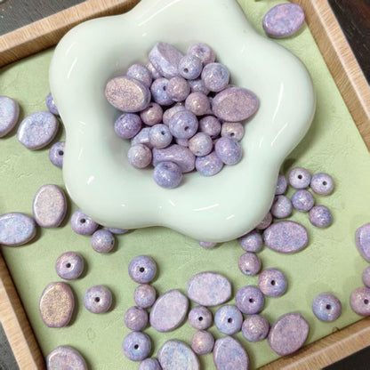 ✨【NEW】Gilded Mottles | Mixed‑Shape Gilded Speckled Glass Beads Set, 8mm Round /7.5×10mm Flat‑Barrel /12.5×16mm Oval Flat Plaque for DIY Jewelry Making