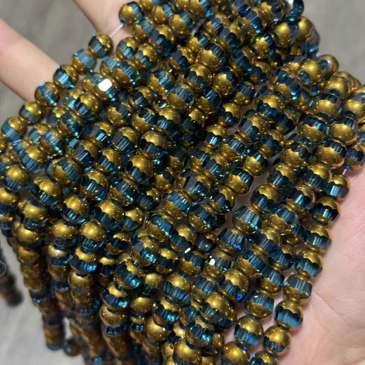 ✨【NEW|B1G1】Gold Rim Cupcake | 5mm Gold‑Rim Cupcake‑Shaped Faceted Glass Beads for DIY Bracelet Jewelry Making