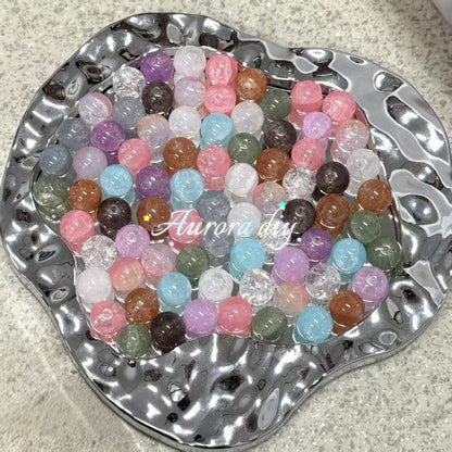 ✨【NEW】16mm Crackle Glass Beads, Ice Transparent Round Loose Beads for Jewelry DIY Making