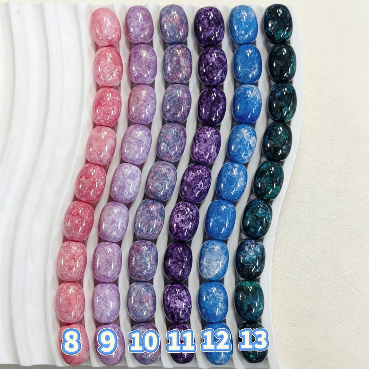 ✨【NEW】Gilded Kaleidoscope | Oval Barrel Oil‑Paint Glass Beads With Gold Glitter For DIY Bracelet Necklace Earring Making