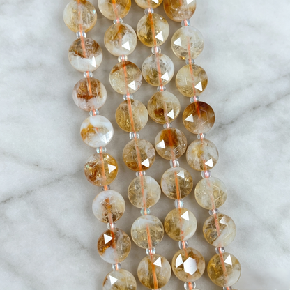 ✨【NEW】10mm Coin Faceted Natural Crystal & Stone Beads For DIY Bracelet Necklace Earring Crafts