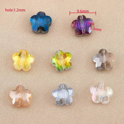 ✨【NEW】Crystal Bloom Faceted 5-Petal Flower Glass Beads Mixed Iridescent Colors for DIY Jewelry Making