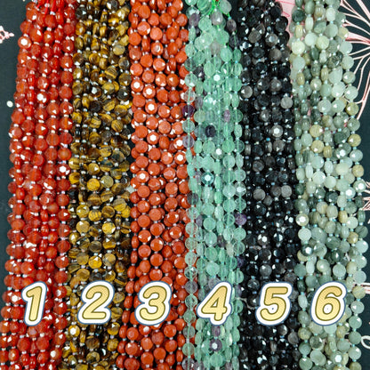 ✨【NEW】10mm Coin Faceted Natural Crystal & Stone Beads For DIY Bracelet Necklace Earring Crafts